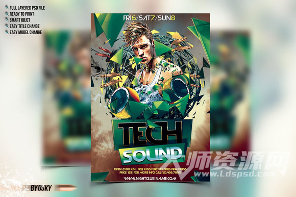 酒吧迪吧海报：Tech Sound Flyer